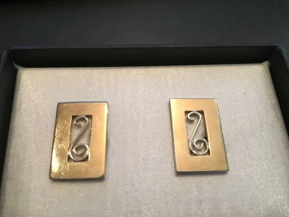 VTG Swank Gold Tone Cufflinks with Open Scrollwork